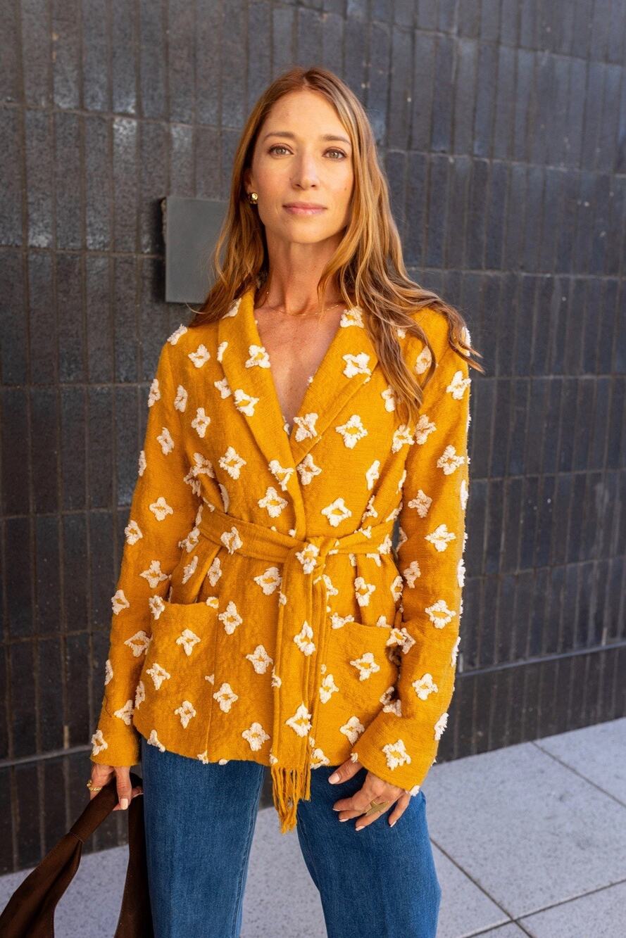 Modafleur Gold Yellow Floral The Stevie Shirt Jacket XL